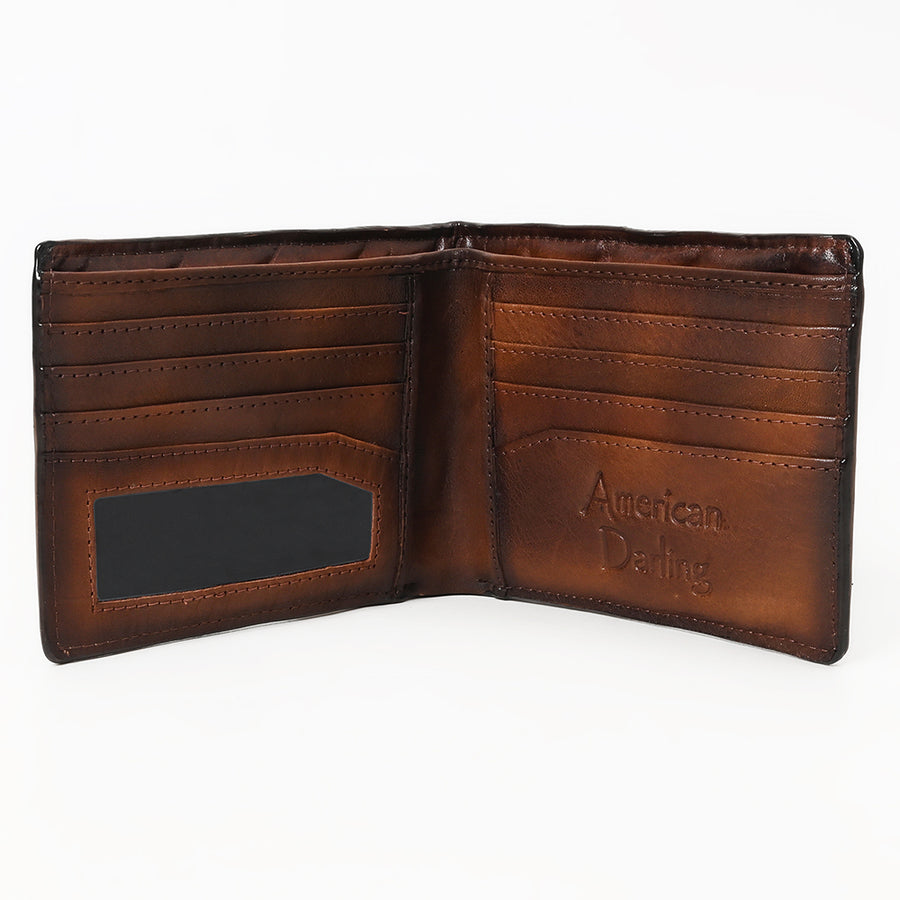 American Darling Wallet Western Genuine Leather Handcrafted Suede Pocket Bifold Wallet with Boot Stitched Design