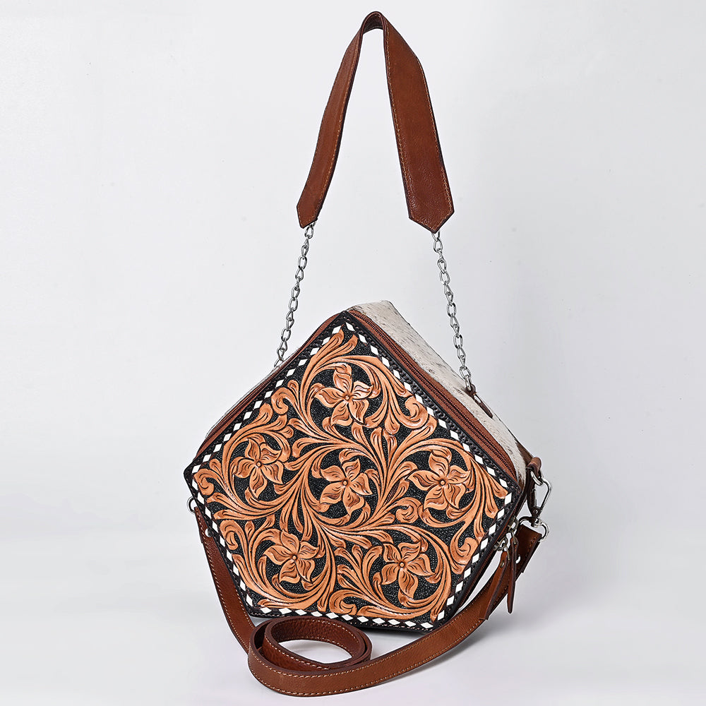 American Darling Crossbody Hand Tooled Genuine Hair On Leather Women Bag Western Handbag Purse |