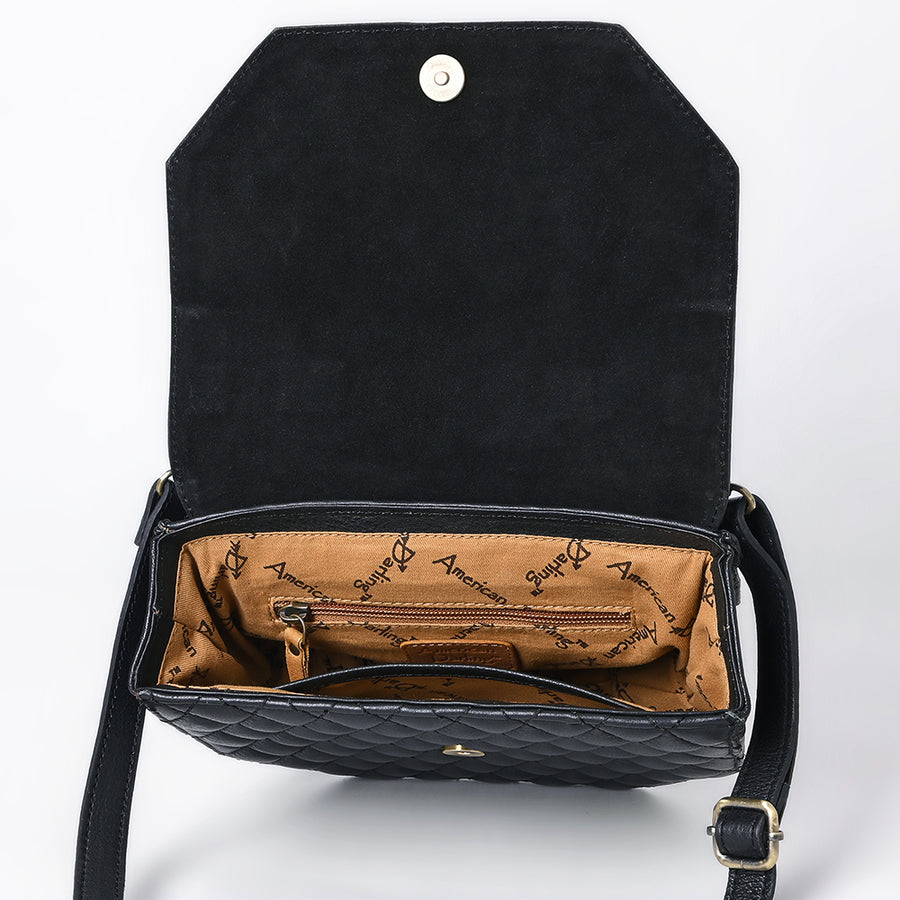 American Darling Hand Tooled Floral Carved Quilted Cross body Bag Genuine Leather Western Purse with YKK Zipper