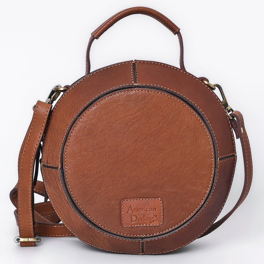 American Darling Hand Tooled Floral Carved Genuine Leather Canteen Bag Western Purse with YKK Zipper