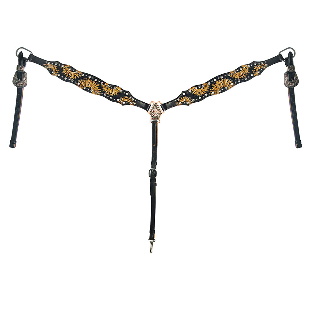 AMERICAN DARLING Western Horse One Ear Headstall Breast Collar Set Leather