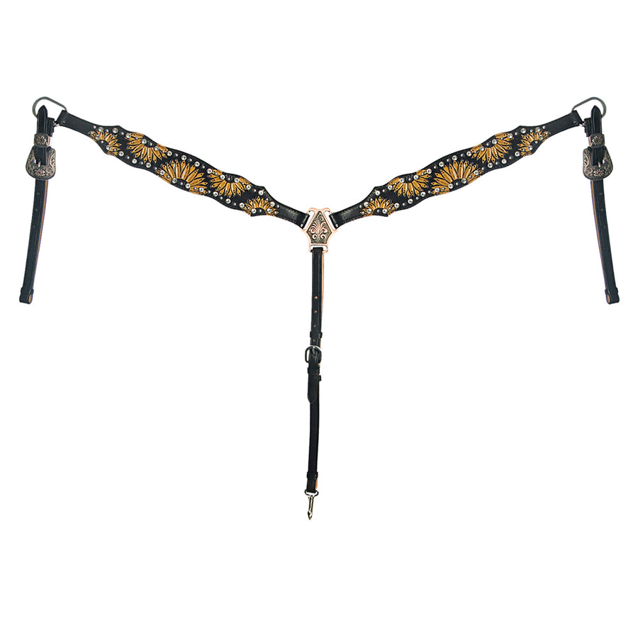 AMERICAN DARLING Western Horse One Ear Headstall Breast Collar Set Leather