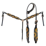 AMERICAN DARLING Western Horse One Ear Headstall Breast Collar Set Leather