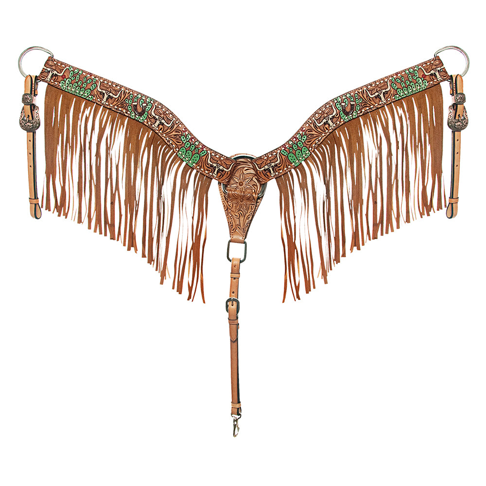 AMERICAN DARLING Western Horse Headstall Breast Collar Set Leather