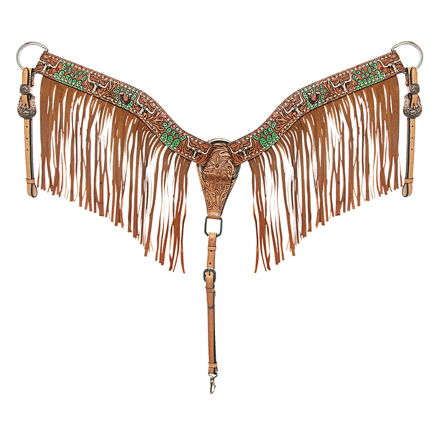 AMERICAN DARLING Western Horse Headstall Breast Collar Set Leather