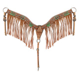AMERICAN DARLING Western Horse Headstall Breast Collar Set Leather