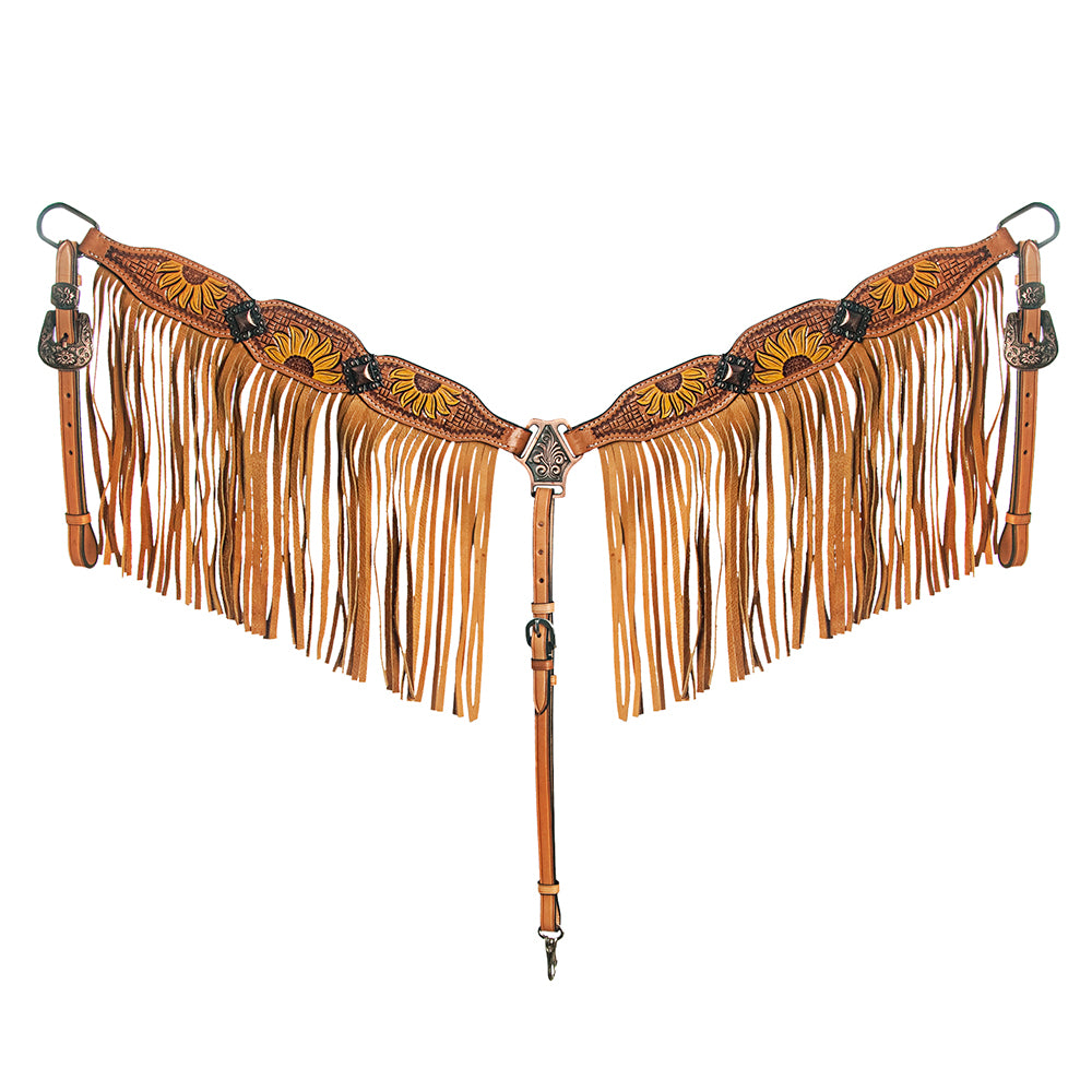 AMERICAN DARLING Western Horse Headstall Breast Collar Set Leather