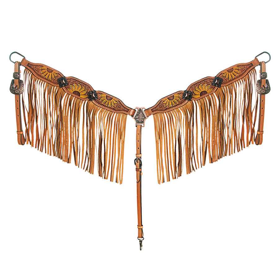 AMERICAN DARLING Western Horse Headstall Breast Collar Set Leather