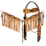 AMERICAN DARLING Western Horse Headstall Breast Collar Set Leather