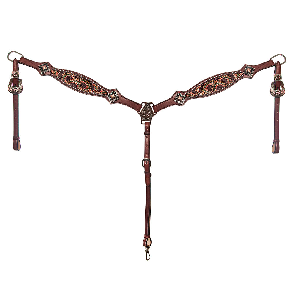 AMERICAN DARLING Western Horse Headstall Breast Collar Set Leather