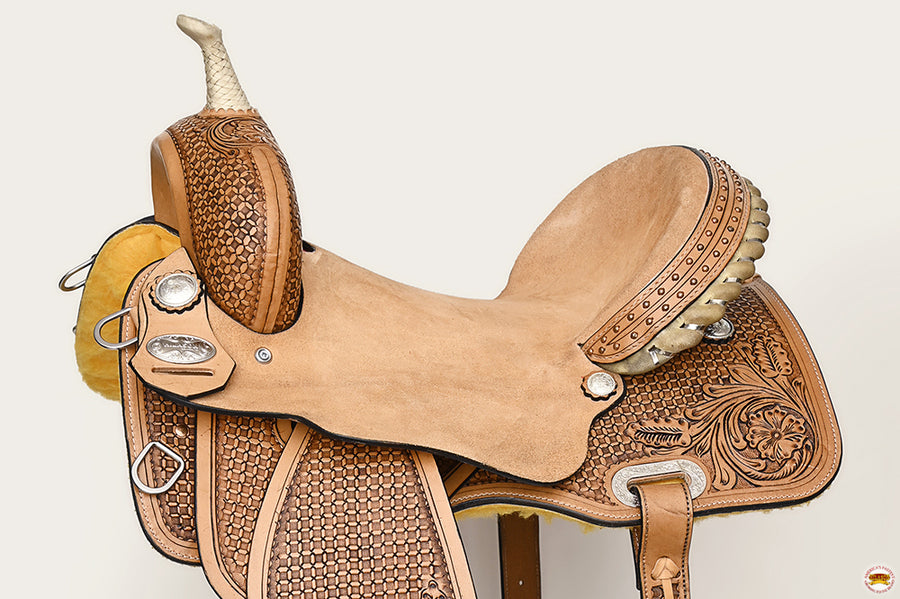 HILASON Western Horse Barrel Racing Saddle Trail American Leather | for Horses