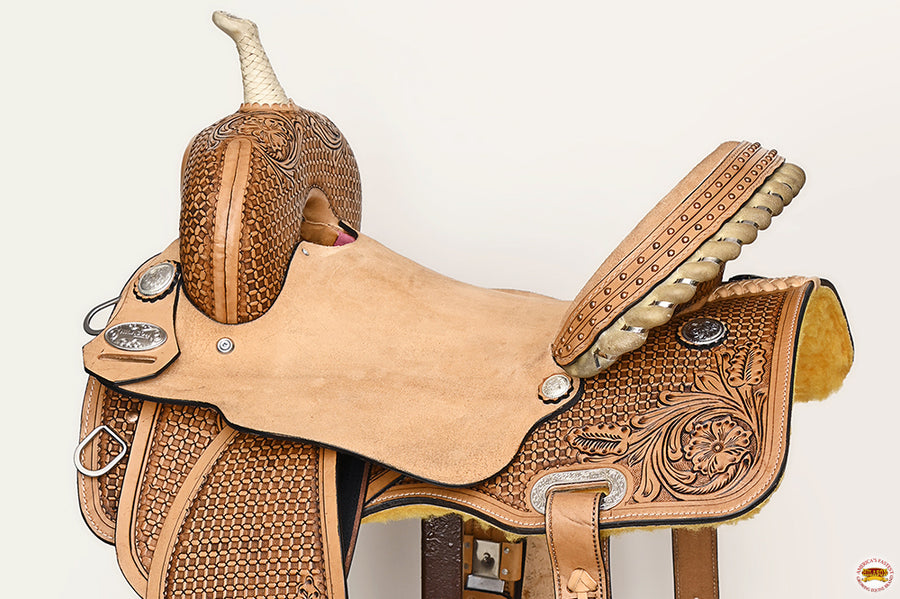 HILASON Western Horse Barrel Racing Saddle Trail American Leather | for Horses