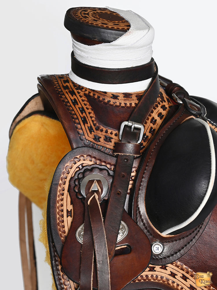 HILASON Western Horse Wade Ranch Roping American Leather Saddle Dark Brown