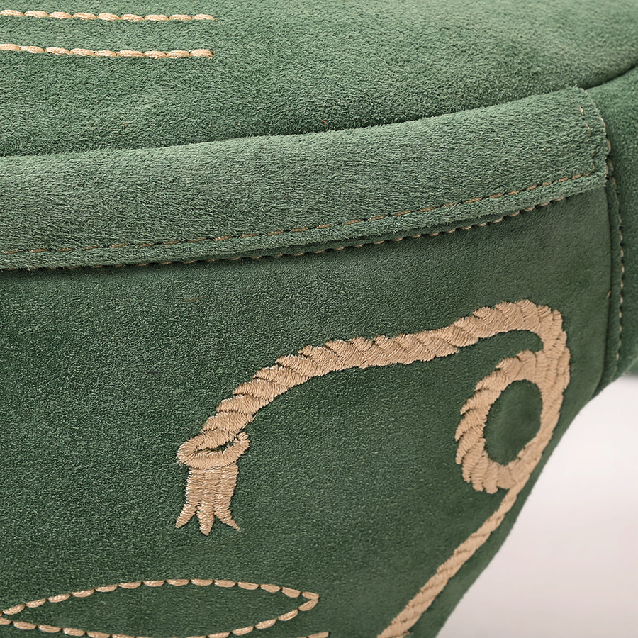 American Darling Genuine Vegetable-Tanned Leather Fanny Pack Crossbody with Western Boot Stitch Embroidery