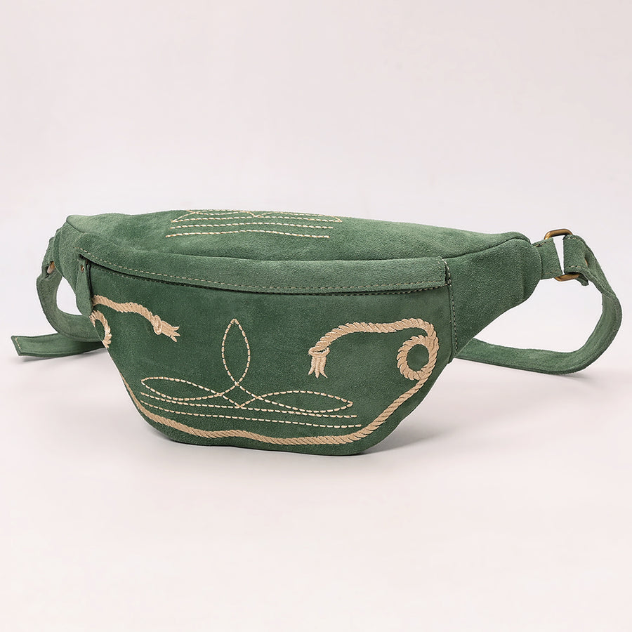 American Darling Genuine Leather Fanny Pack with Boot Stitch Embroidery - Uhorse