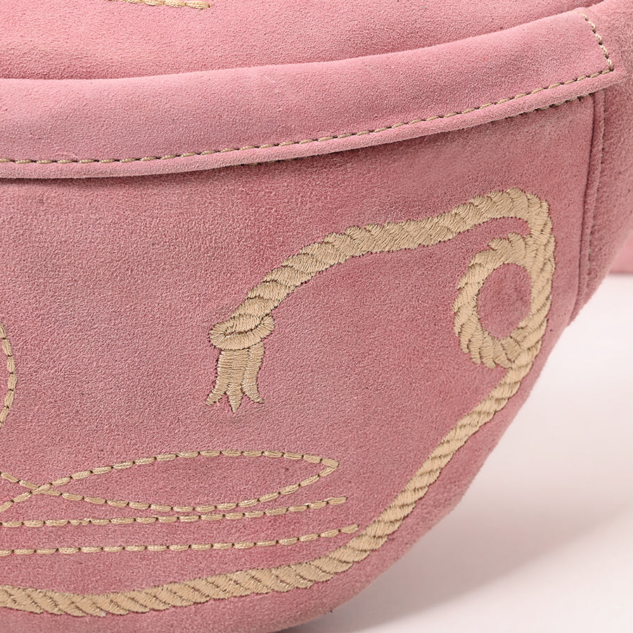 American Darling Genuine Vegetable-Tanned Leather Fanny Pack Crossbody with Western Boot Stitch Embroidery