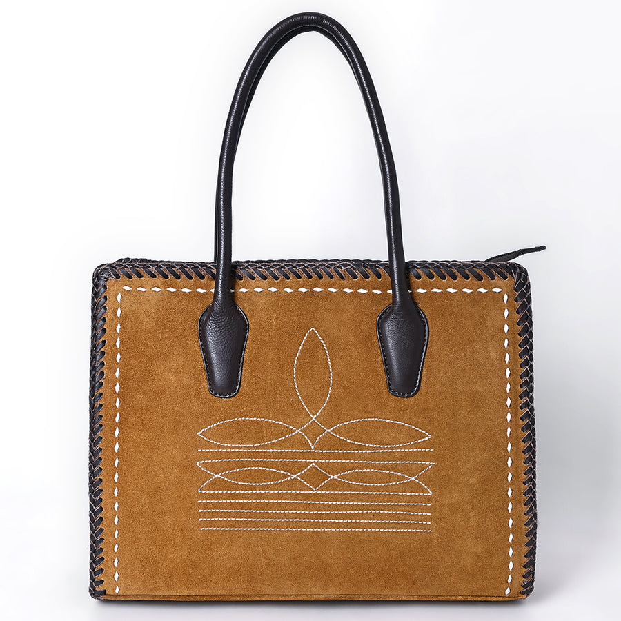 American Darling Tote Bag Western Genuine Leather Handcrafted Shoulder Purse with Boot Stitched Design and YKK Zipper