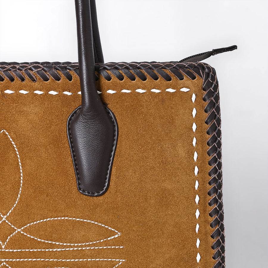American Darling Tote Bag Western Genuine Leather Handcrafted Shoulder Purse with Boot Stitched Design and YKK Zipper