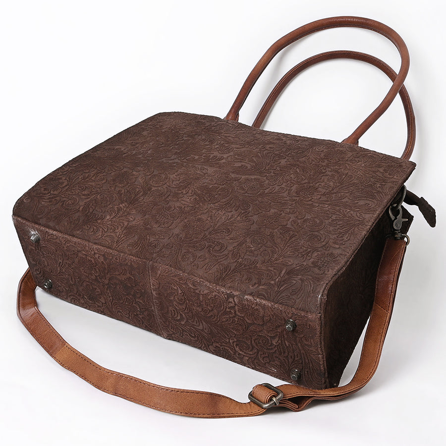 American Darling Western Leather Damascus Tote Bag – Premium Genuine Leather, Structured Body, Spacious Interior, Everyday Carry Tote with YKK Zipper
