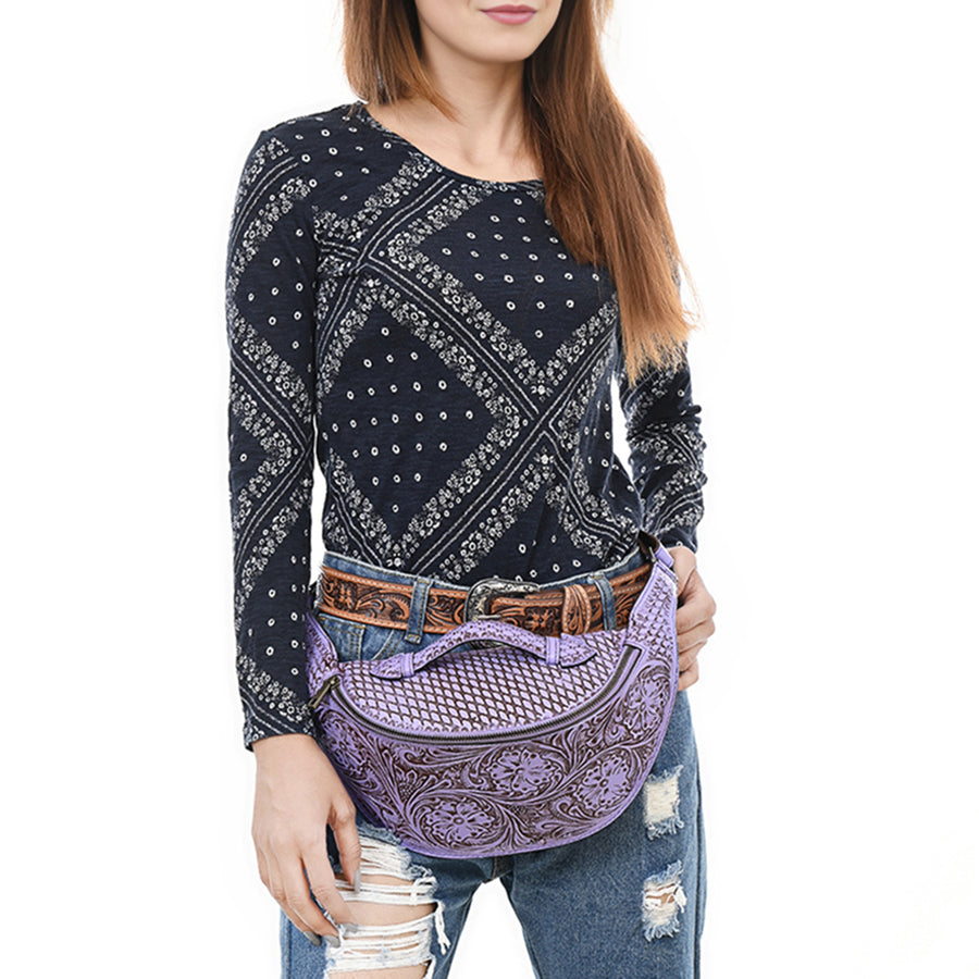 American Darling Fanny Pack Hand Tooled Genuine Western Leather Women Bag Handbag Purse