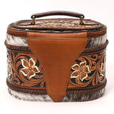 American Darling Jewelry Case Bag Hand Tooled Hair On Genuine Leather | Organizer for Women Travel