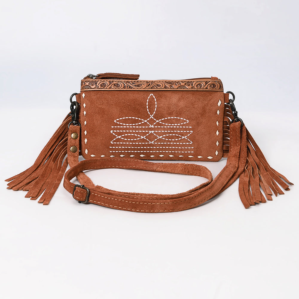American Darling ADBG1662 Cross Body Hand Tooled Suede Genuine Western Leather Women Bag Western Handbag Purse