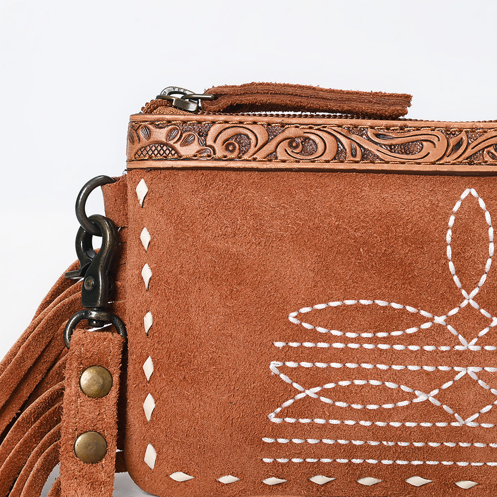 American Darling ADBG1662 Cross Body Hand Tooled Suede Genuine Western Leather Women Bag Western Handbag Purse