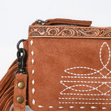American Darling ADBG1662 Cross Body Hand Tooled Suede Genuine Western Leather Women Bag Western Handbag Purse