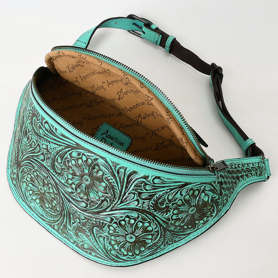 American Darling Fanny Pack Hand Tooled Genuine Western Leather Women Bag Handbag Purse