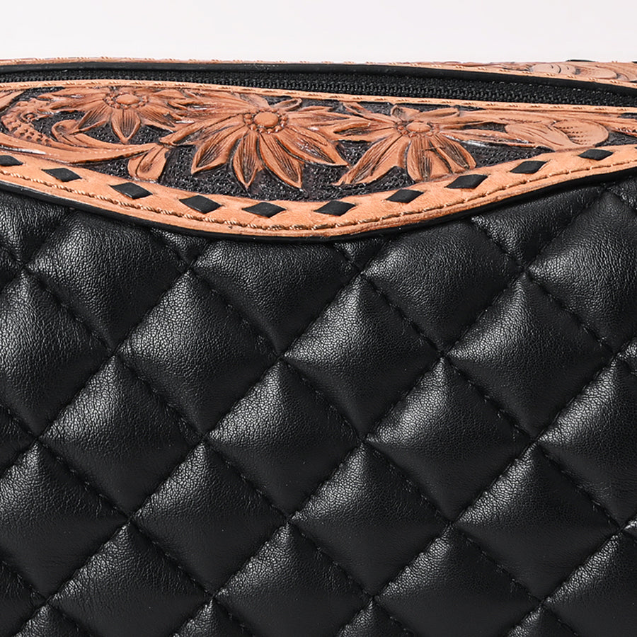 American Darling Toiletry Hand Tooled Genuine Leather Western Women Bag Handbag | Purse for