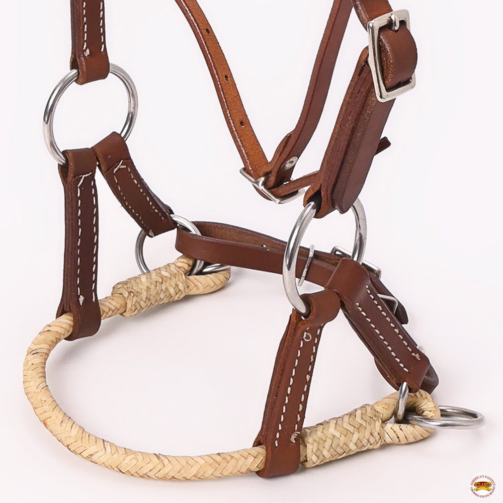 Hilason Western Horse Noseband Rawhide American Leather Sidepull Headstall