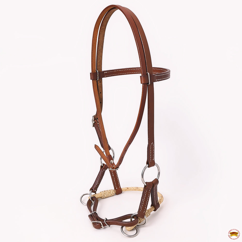 Hilason Western Horse Noseband Rawhide American Leather Sidepull Headstall