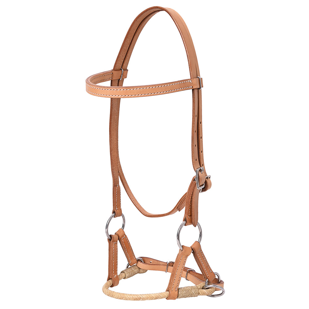 Hilason Western Horse Noseband Rawhide American Leather Sidepull Headstall