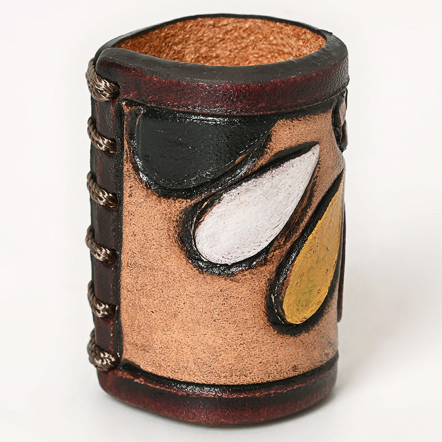 American Darling Scarf Ring Hand Tooled American Genuine Leather Vegetable-Tanned Western Scarf Slide 1.5in X 3.25in