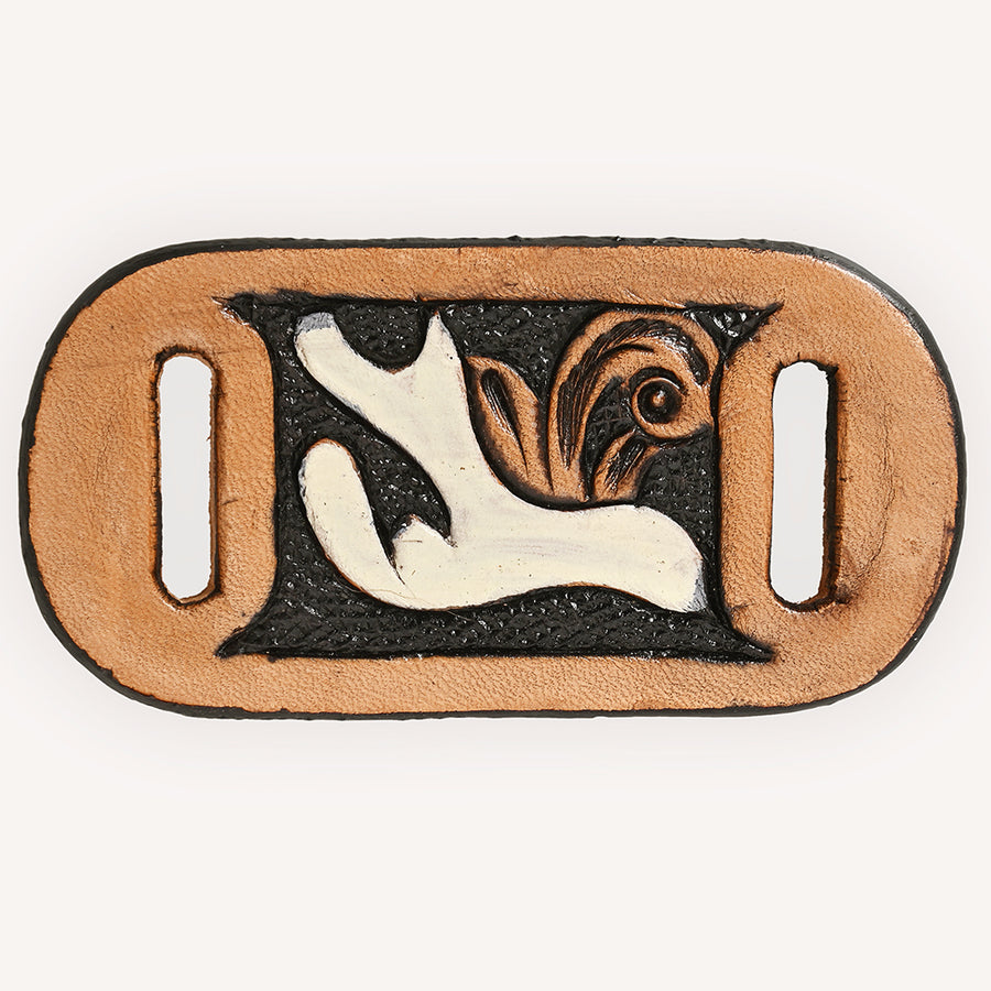 American Darling Hand Tooled Leather Scarf Ring - Vegetable-Tanned Sunflower Scarf Slide - Uhorse