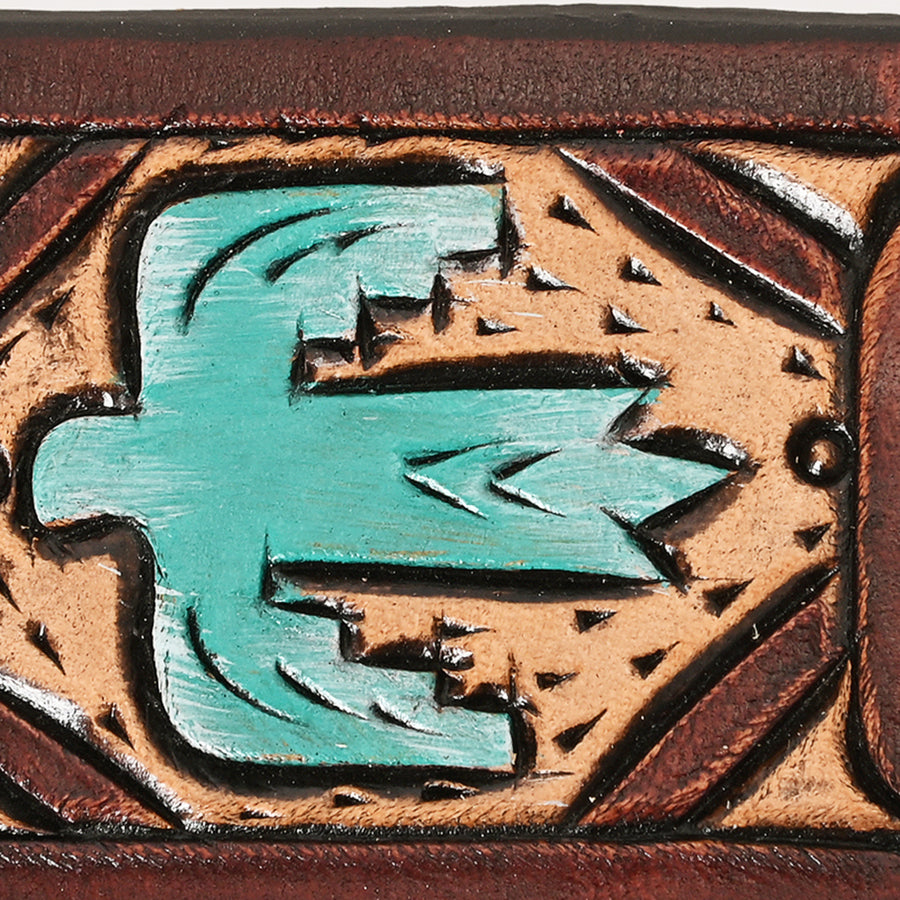 American Darling Scarf Ring Hand Tooled American Genuine Leather Vegetable-Tanned Western Scarf Slide 3in (H) X 1.5in (W)