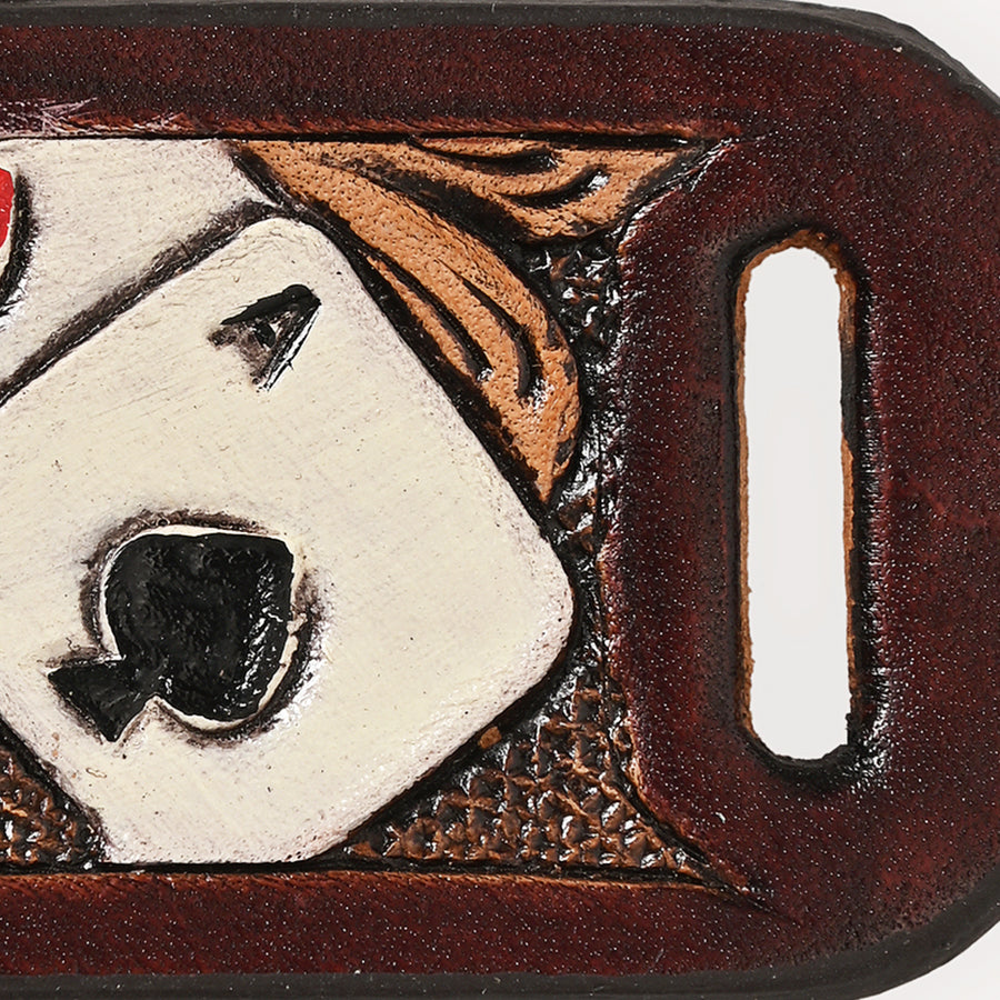 American Darling Scarf Ring Hand Tooled American Genuine Leather Vegetable-Tanned Western Scarf Slide 3in (H) X 1.5in (W)