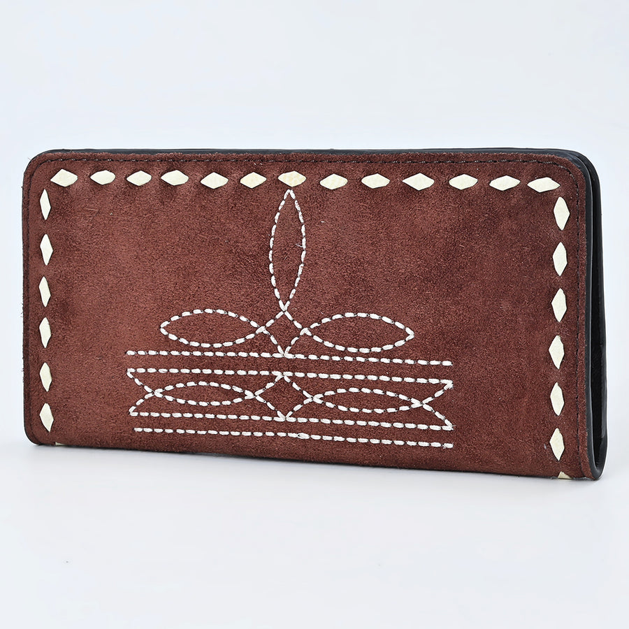 American Darling Genuine Suede Clutch Bag | Western Boot Stitched Wallet - Uhorse