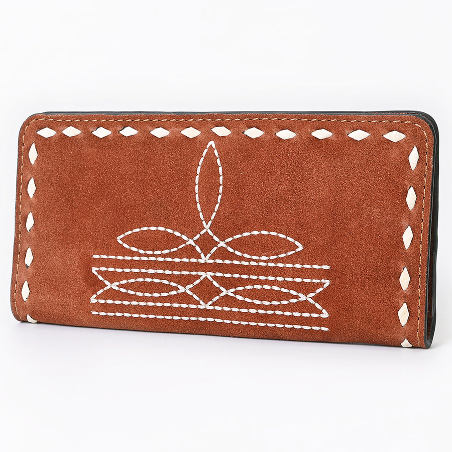 American Darling Genuine Suede Clutch Bag | Western Boot Stitched Wallet - Uhorse
