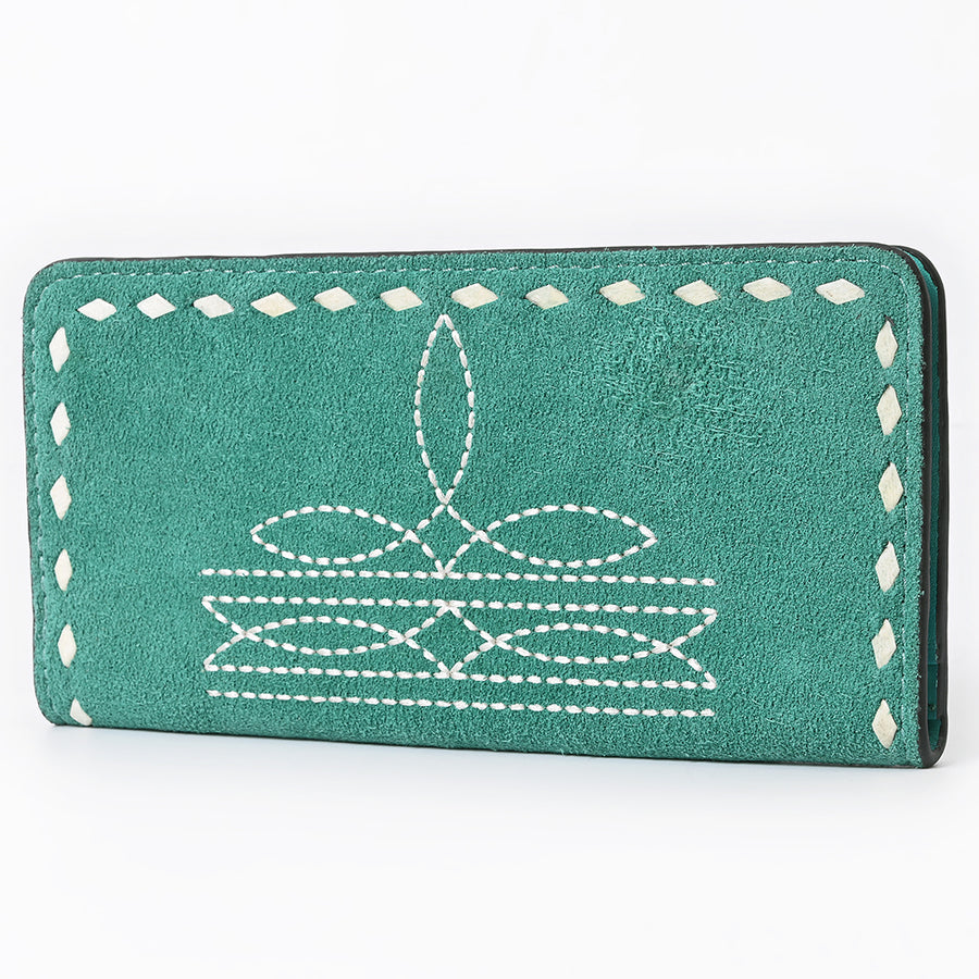 American Darling Genuine Suede Clutch Bag | Western Boot Stitched Wallet - Uhorse