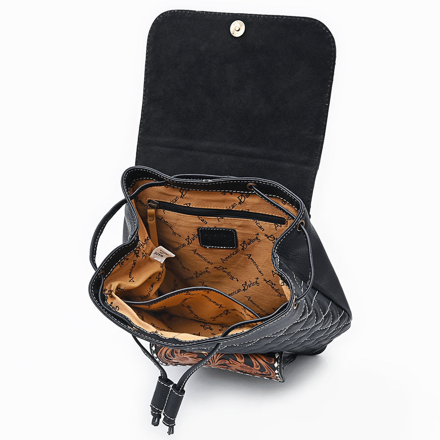 American Darling Women's Hand Tooled Floral Carved Quilted Genuine Leather Backpack Western Eco-Friendly Full Grain Bag