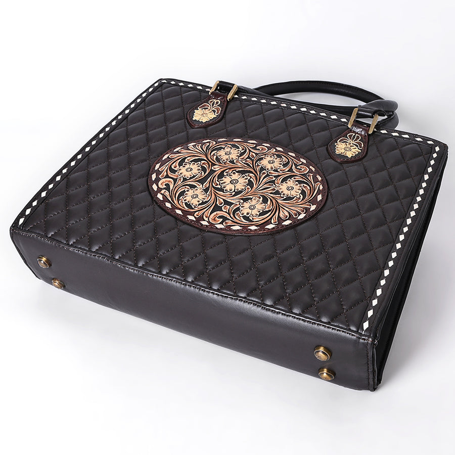 American Darling Women's Hand Tooled Floral Carved Quilted Genuine Leather Tote Bag Western Eco-Friendly Full Grain Purse