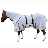 66 In - 84 In Hilason Horse Fly Sheet With Neck  Uv Protect Mesh Bug Mosquito Summer White/Gray