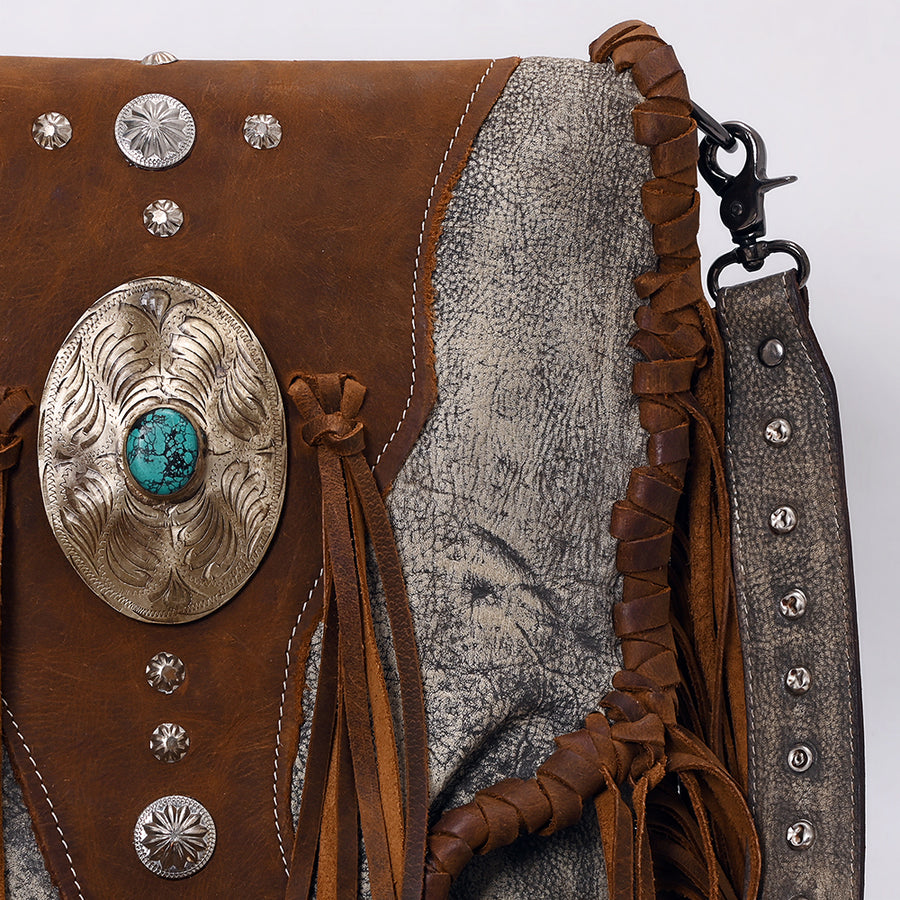 American Darling Messenger Hair On Full Grain Genuine Western Leather Women Bag | Handbag Purse for Cute