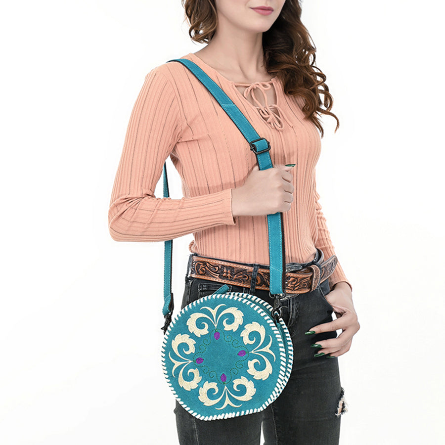 American Darling Canteen Genuine Suede Leather Women Bag Western Handbag Purse