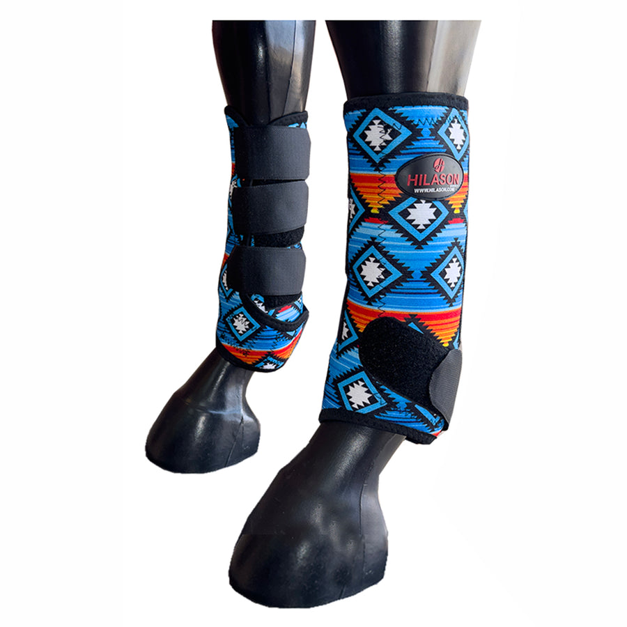 large Hilason Horse Medicine Sports Boots Front Leg Protective Shock Absorbing Blue - Uhorse