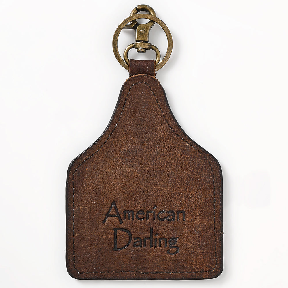 American Darling Hair-On Genuine Leather Keyring Beautiful Horse Print
