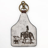 American Darling Hair-On Genuine Leather Keyring Beautiful Horse Print