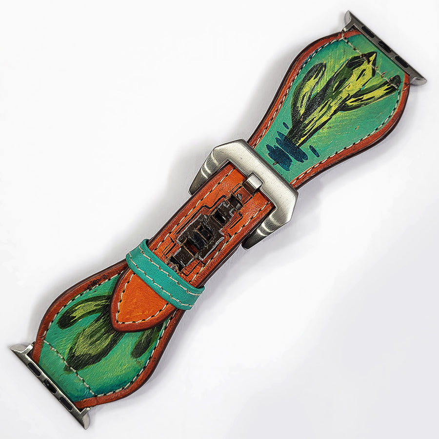 American Darling I watch strap Hand Painted American Genuine Leather Vegetable-Tanned Western Band