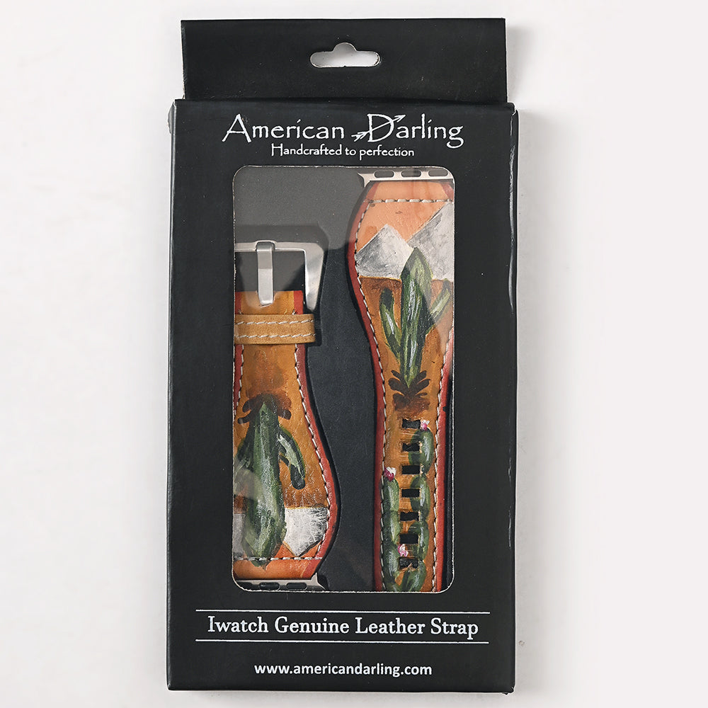 American Darling I watch Strap Genuine Leather With Beautiful Cactus Hand Painted Smart
